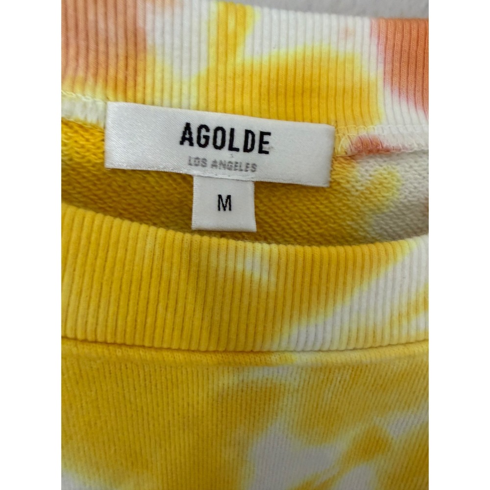 AGOLDE Tie Dye Balloon Sleeve Sweatshirt Cotton Orange Yellow Grey Crop‎ Medium - Picture 6 of 6